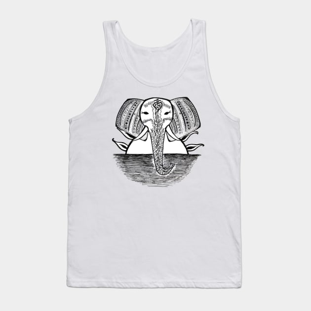 Monochrome Elephant Tank Top by BalumbaArt